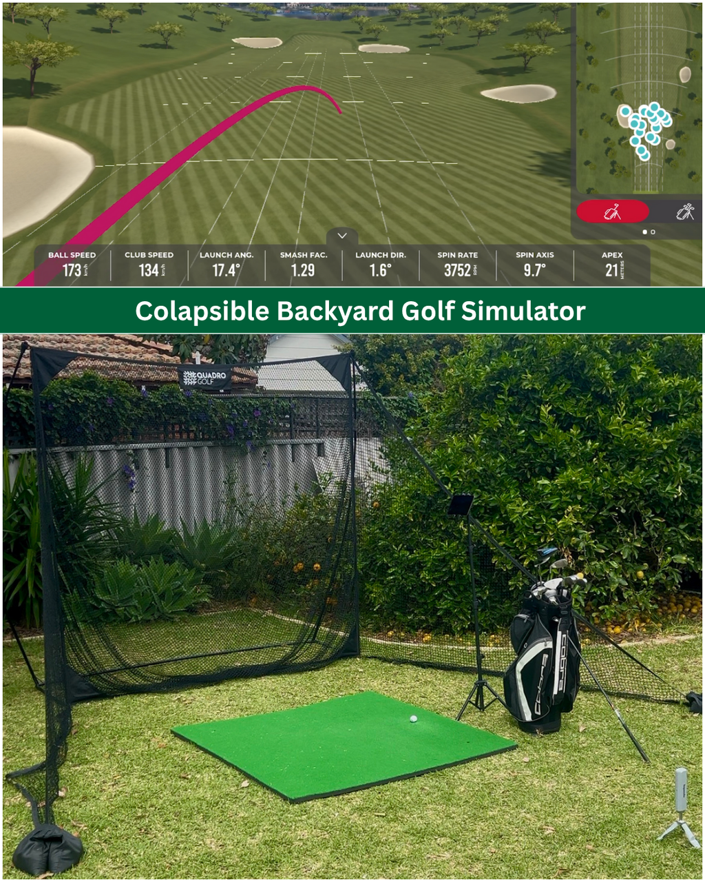 Backyard Simulator Package MLM2Pro + Golf Net + Mat